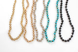 Skinny- Knotted crystal necklaces. Extra Long Hand-Knotted Small Crystal- 35 inches long! 4mm