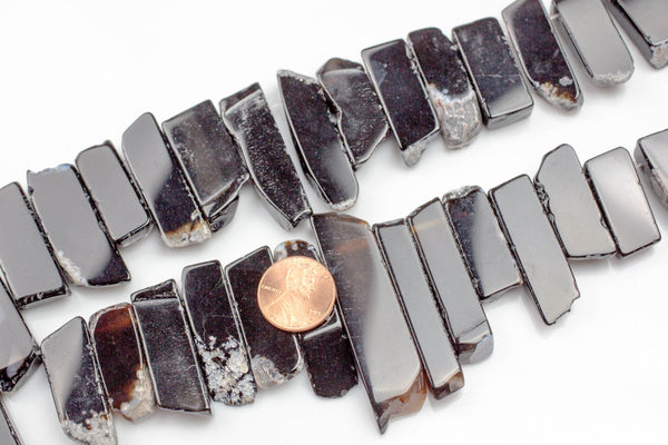 Natural Graduated Strand of Onyx Stick Beads - 14"-16" Strand (Apx 37 Beads) -10mm x 25-50mm Gemstone Beads
