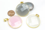 Crystal Coin Pendants- 36mm- Gold Bezzel