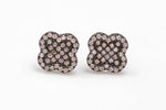 Clover Sterling Silver Earring-Stud Earing Style- Gold or Gunmetal- High Quality Micro Pave-Dainty and Light-q217
