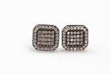 Square Sterling Silver Earring- Stud- Gold or Gunmetal- High Quality Micro Pave-Dainty and Light-0151