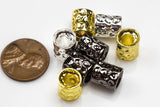 10mm Hammered Barrel Tube Spacer Beads - 3 Colors Gold Silver Gunmetal