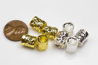 10mm Hammered Barrel Tube Spacer Beads - 3 Colors Gold Silver Gunmetal