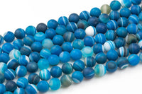 Blue Matt Banded Gray Agate, High Quality in Matt Round, 6mm, 8mm, 10mm AAA Quality AAA Quality