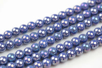 6mm 8mm 12mm Ceramic Smooth Round-11.5 inches per strand- Sapphire Ab