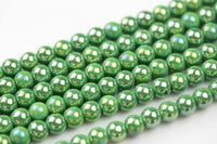 6mm 8mm 12mm Ceramic Smooth Round-11.5 inches per strand- Peridot Ab