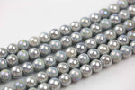 6mm 8mm 12mm Ceramic Smooth Round-11.5 inches per strand- Light Gray Ab