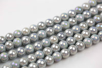 6mm 8mm 12mm Ceramic Smooth Round-11.5 inches per strand- Light Gray Ab