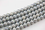 6mm 8mm 12mm Ceramic Smooth Round-11.5 inches per strand- Light Gray Ab