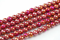 6mm 8mm 12mm Ceramic Smooth Round-11.5 inches per strand- Red Ab