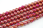 6mm 8mm 12mm Ceramic Smooth Round-11.5 inches per strand- Red Ab