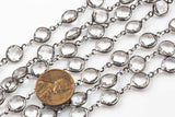 Crystal Bezel Chain by the Foot. Coin Shape- Average size - 4mm Gunmetal