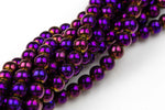 Mystic Purple Metallic HEMATITE Beads. Round Smooth. 2mm, 3mm,4mm, 6mm, 8mm, 10mmor 12mm. Full Strand 16".