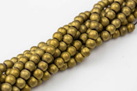 Matte Gold Metallic HEMATITE Beads. Round Smooth. 2mm,3mm, 4mm, 6mm, 8mm,10mm or 12mm. Full Strand 16".