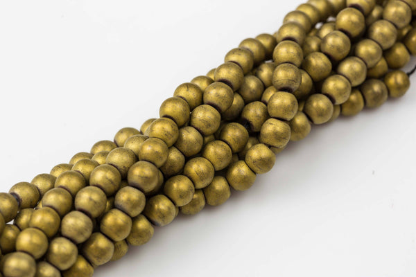 Matte Gold Metallic HEMATITE Beads. Round Smooth. 2mm,3mm, 4mm, 6mm, 8mm,10mm or 12mm. Full Strand 16".