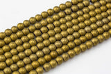 Matte Gold Metallic HEMATITE Beads. Round Smooth. 2mm,3mm, 4mm, 6mm, 8mm,10mm or 12mm. Full Strand 16".