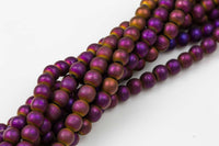 Mystic Matte Purple Metallic HEMATITE Beads. Round Smooth. 2mm, 4mm, 6mm, 8mm, or 12mm. Full Strand 16".