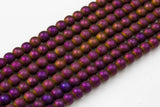 Mystic Matte Purple Metallic HEMATITE Beads. Round Smooth. 2mm, 4mm, 6mm, 8mm, or 12mm. Full Strand 16".