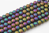 Multi Metallic HEMATITE Beads. Matt Round Smooth. 2mm, 4mm, 6mm, 8mm, or 12mm. Full Strand 16"-Full Strand 15.5 inch Strand