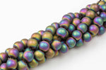 Multi Metallic HEMATITE Beads. Matt Round Smooth. 2mm, 4mm, 6mm, 8mm, or 12mm. Full Strand 16"-Full Strand 15.5 inch Strand