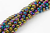 Multi Metallic HEMATITE Beads. Round Smooth. 2mm,3mm, 4mm, 6mm, 8mm,10mm or 12mm. Full Strand 16"-Full Strand 15.5 inch Strand