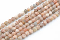 Natural Pink Moonstone Sunstone Beads Matte Round Beads - A Quality Full Strand, 6mm 8mm 10mm 12mm 15.5 - 16" AAA Quality AAA Quality