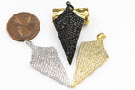 CZ Spike arrowhead pendant / charm. Total dimensions: 17*34mm. Gold, silver / white gold, gunmetal on black rhinestones. p13g78/77