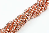 Rose Gold COLOR Hematite Faceted Round- 2mm,3mm,4mm, 6mm, 8mm, 10mm-Full Strand 15.5 inch Strand