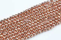 Rose Gold COLOR Hematite Faceted Round- 2mm,3mm,4mm, 6mm, 8mm, 10mm-Full Strand 15.5 inch Strand