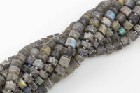 Natural Matte Labradorite- Large Heishi Roundel Shape- High Quality- 8-9 or 9-10mm- Full Strand 16" - 60 Pieces Gemstone Beads