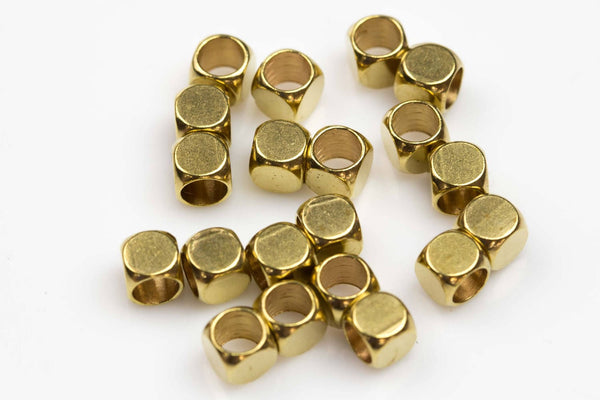 SOLID BRASS Cube Beads