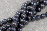 11-12mm Large Hole Freshwater Black Pearl, 8 Inch Strand Big Hole Beads