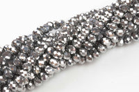 3mm 4mm 6mm 8mm 10mm - Platinum SIlver color Rondelle-5 or 10 STRAND