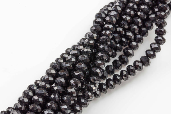 4mm 6mm 8mm 10mm - Jet color Rondelle-5 or 10 STRAND