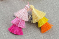 Ombre Silk Tassels- 65mm - Triple Color- High Quality - Nice and Silky -2 pcs Per Order- Perfect for Earrings