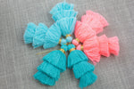 Ombre Puffy Tassels- 75mm - Triple Color- High Quality 27 Colors-2 pcs Per Order- Perfect for Earrings