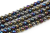 6mm 8mm 12mm Ceramic Smooth Round-11.5 inches per strand- Mystic Black Ab