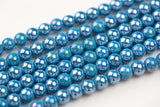 6mm 8mm 12mm Ceramic Smooth Round-11.5 inches per strand- Blue