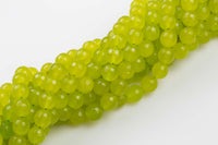 10mm- JADE Faceted Round- Single or Bulk- 15.5" - Lime Yellow