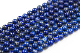 Gorgeous Natural Lapis, Not Dyed High Quality in Smooth Round, 2mm, 3mm, 4mm, 6mm, 8mm, 10mm, 12mm -Full Strand 15.5 inch Strand