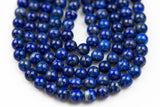 Gorgeous Natural Lapis, Not Dyed High Quality in Smooth Round, 2mm, 3mm, 4mm, 6mm, 8mm, 10mm, 12mm -Full Strand 15.5 inch Strand