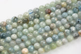 Natural aquamarine faceted round beads in full strands. 6mm, 8mm, 10mm, 12mm, 14mm- Full 15.5 Inch Strand- Gemstone Beads