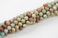 NATURAL AFRICAN OPAL Sea Sediment Jasper Beads smooth round sizes 4mm, 6mm, 8mm, 10mm, 12mm- In Full 15.5 inch Strand- Gemstone Beads