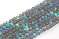 Gorgeous Gray Spectrolite Quartz Matt, High Quality in Round, 6mm, 8mm, 10mm, 12mm- Full Strand- 15.5 Inches AAA Quality