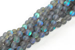 Gorgeous Gray Spectrolite Quartz Matt, High Quality in Round, 6mm, 8mm, 10mm, 12mm- Full Strand- 15.5 Inches AAA Quality