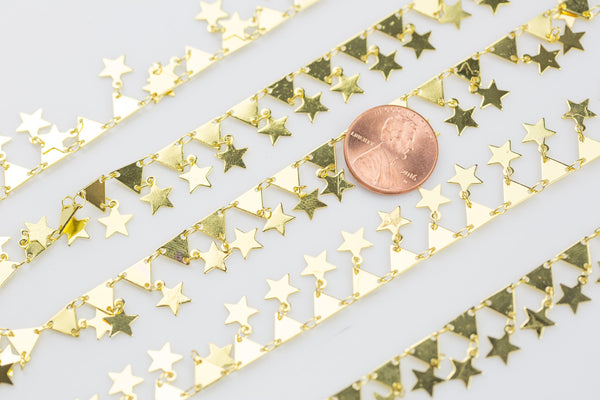 Star Drop Chain Gold Plated Brass. By THE YARD