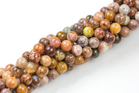 Natural Saddle Agate, High Quality in Smooth Round, 6mm, 8mm, 10mm, 12mm- Full 15.5 Inch Strand Gemstone Beads