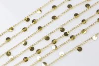 Coin Drop Chain Gold Plated Brass. High Quality Gold Plating!!! By THE YARD / 3 feet