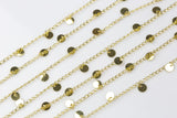 Coin Drop Chain Gold Plated Brass. High Quality Gold Plating!!! By THE YARD / 3 feet