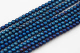 Matt Blue Metallic HEMATITE Beads. Round Smooth. 2mm, 4mm, 6mm, 8mm, or 12mm. Full Strand 16".